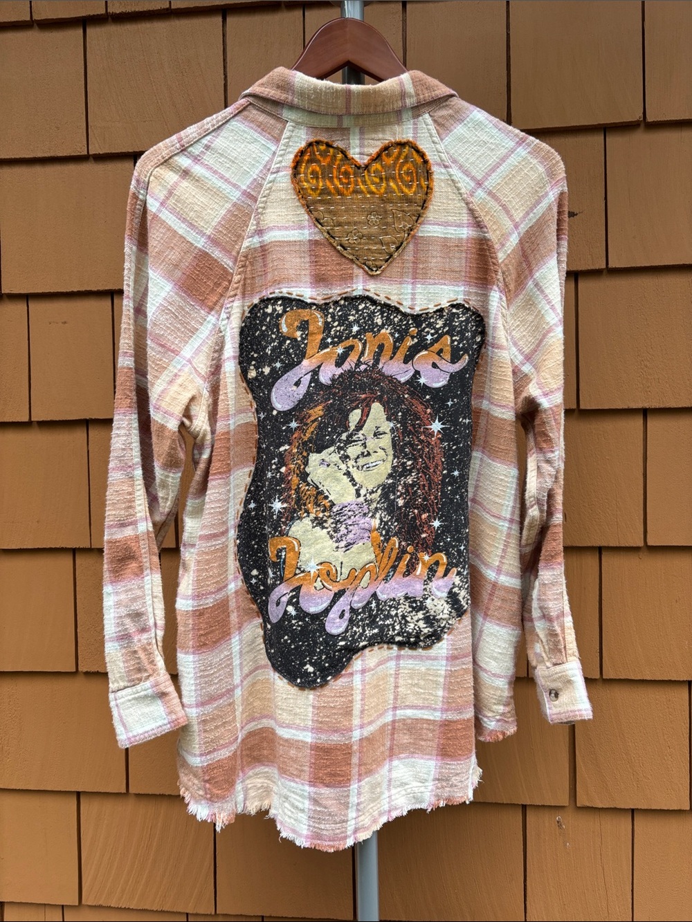 Upcycled Patchwork 90s Soft Grunge Vintage Janis Joplin Band Flannel | Size M